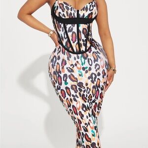 Colorful Leopard Print Corset Dress